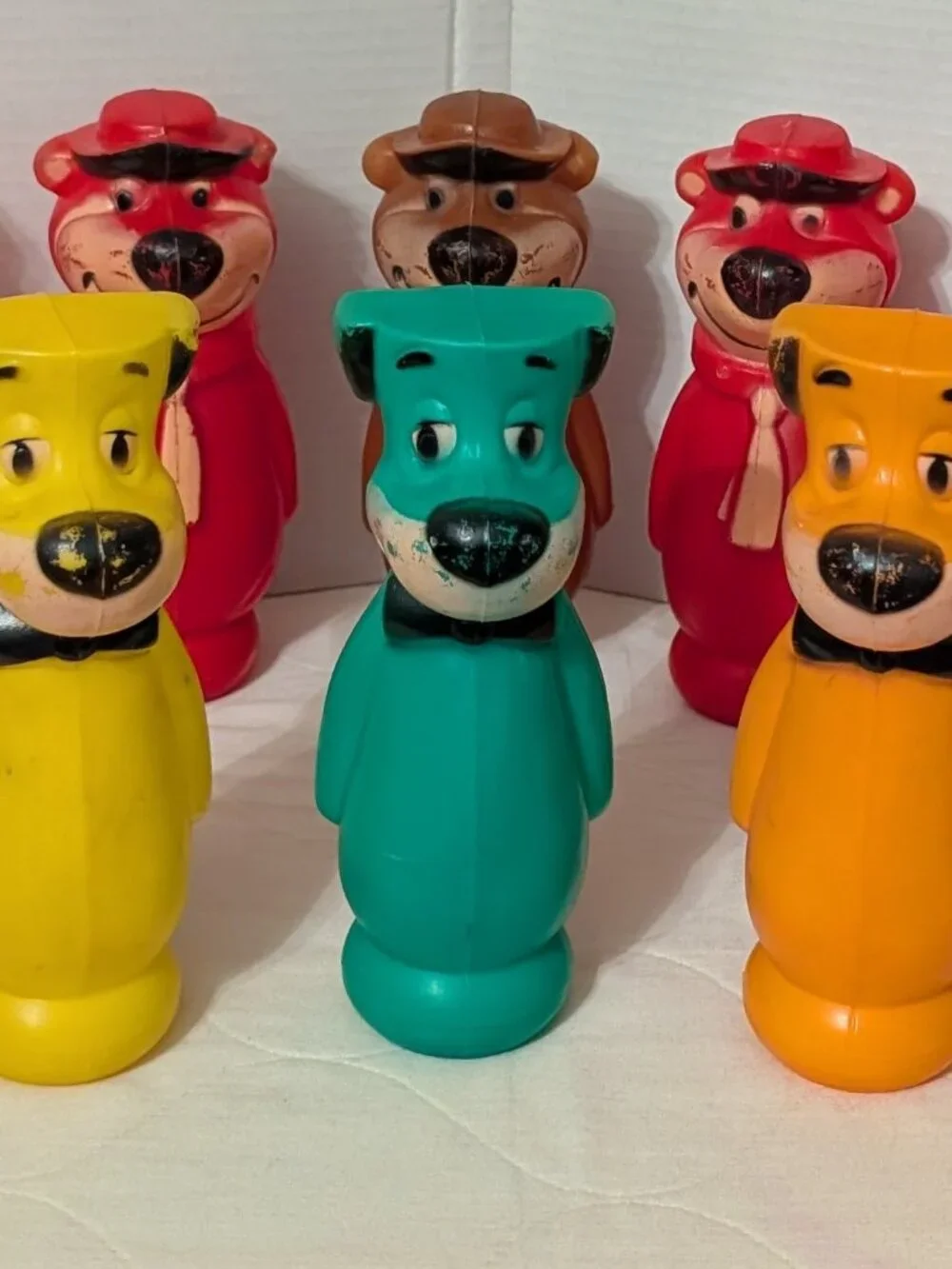 Vintage 1960's Hanna-Barbera Blow Mold Yogi Bear/Huckleberry Hound Bowling Pins
